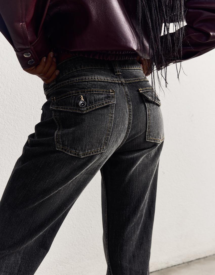 AURA - MID WAIST FLARED BAGGY JEANS