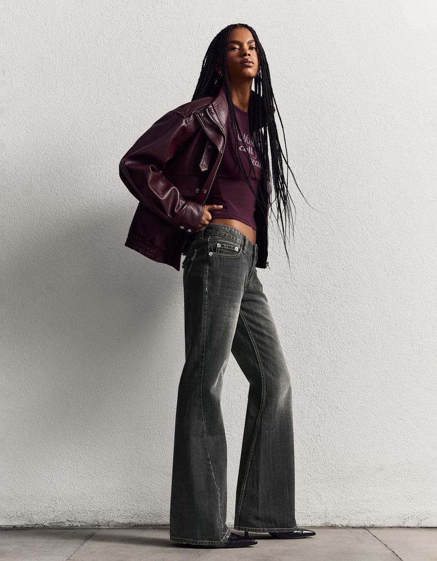 AURA - MID WAIST FLARED BAGGY JEANS