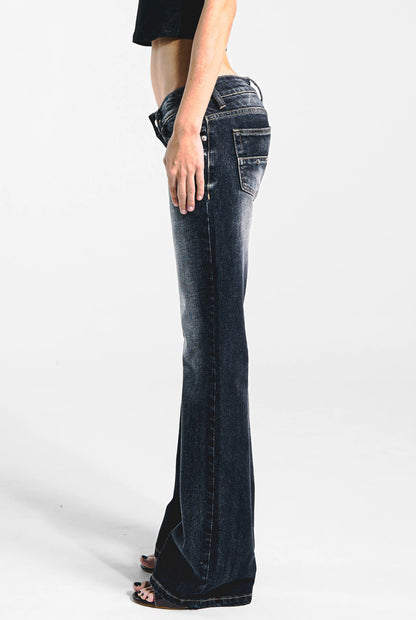 AURA - SLIM FIT FLARED ULTRA LOW RISE JEANS