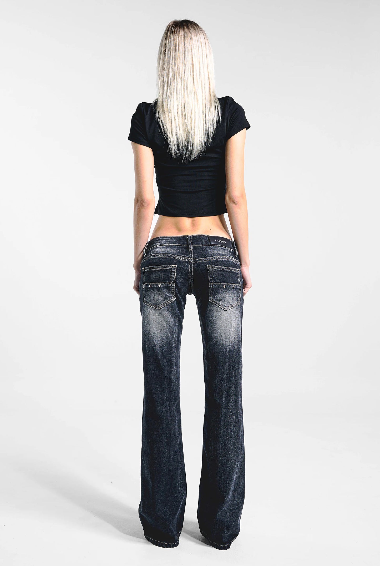AURA - SLIM FIT FLARED ULTRA LOW RISE JEANS
