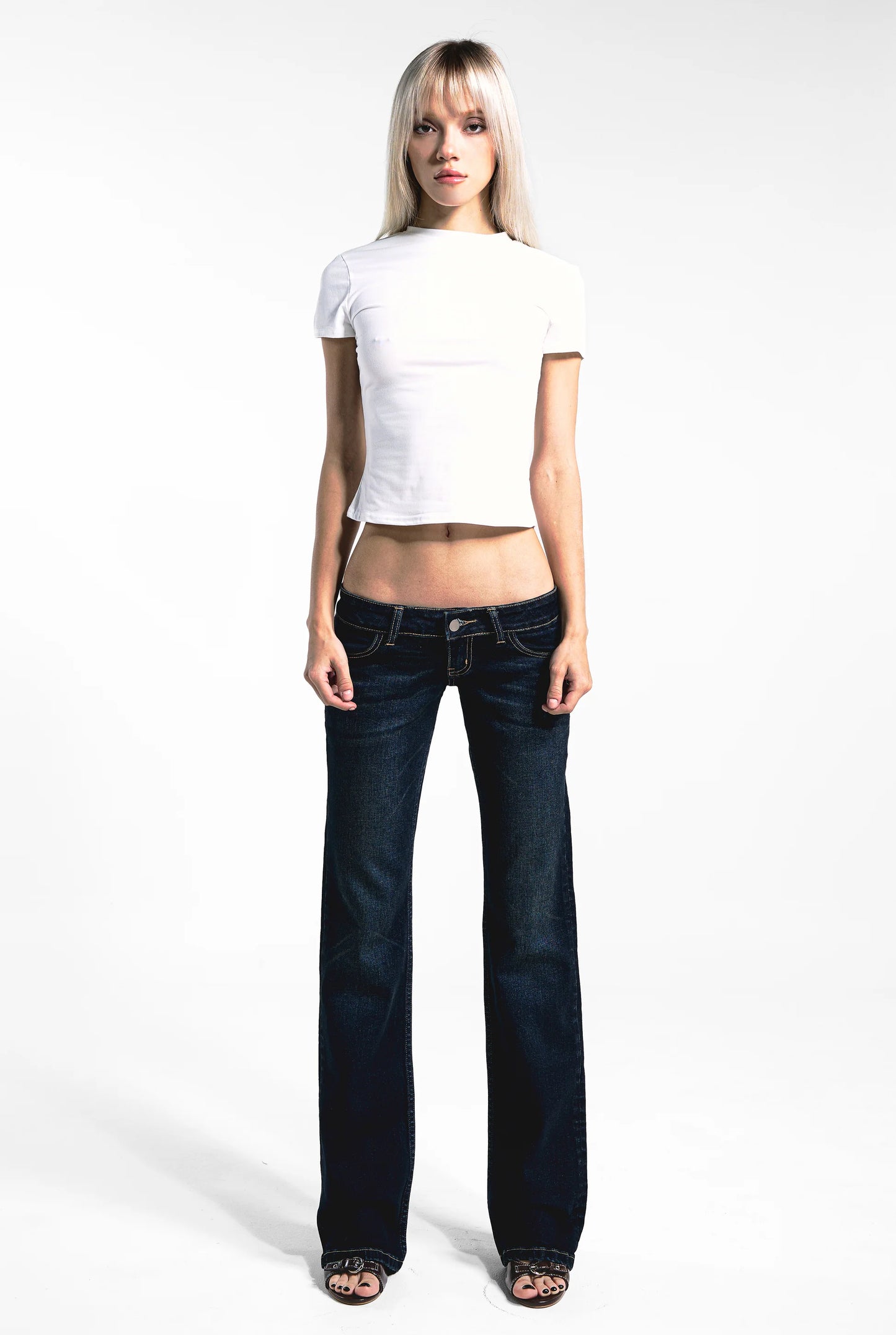 AURA - SLIM FIT FLARED ULTRA LOW RISE JEANS