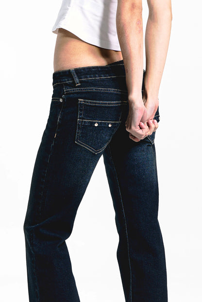 AURA - SLIM FIT FLARED ULTRA LOW RISE JEANS